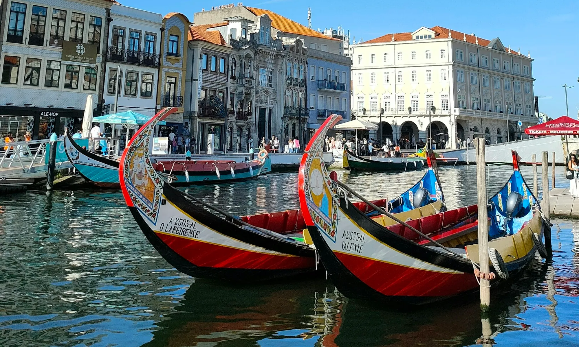Canals and colorful boats in Aveiro, Portugal